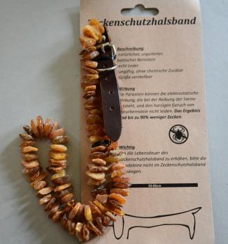 Zeckenschutzhalsband Bernstein für Hunde dunkelbraun bis 60 cm